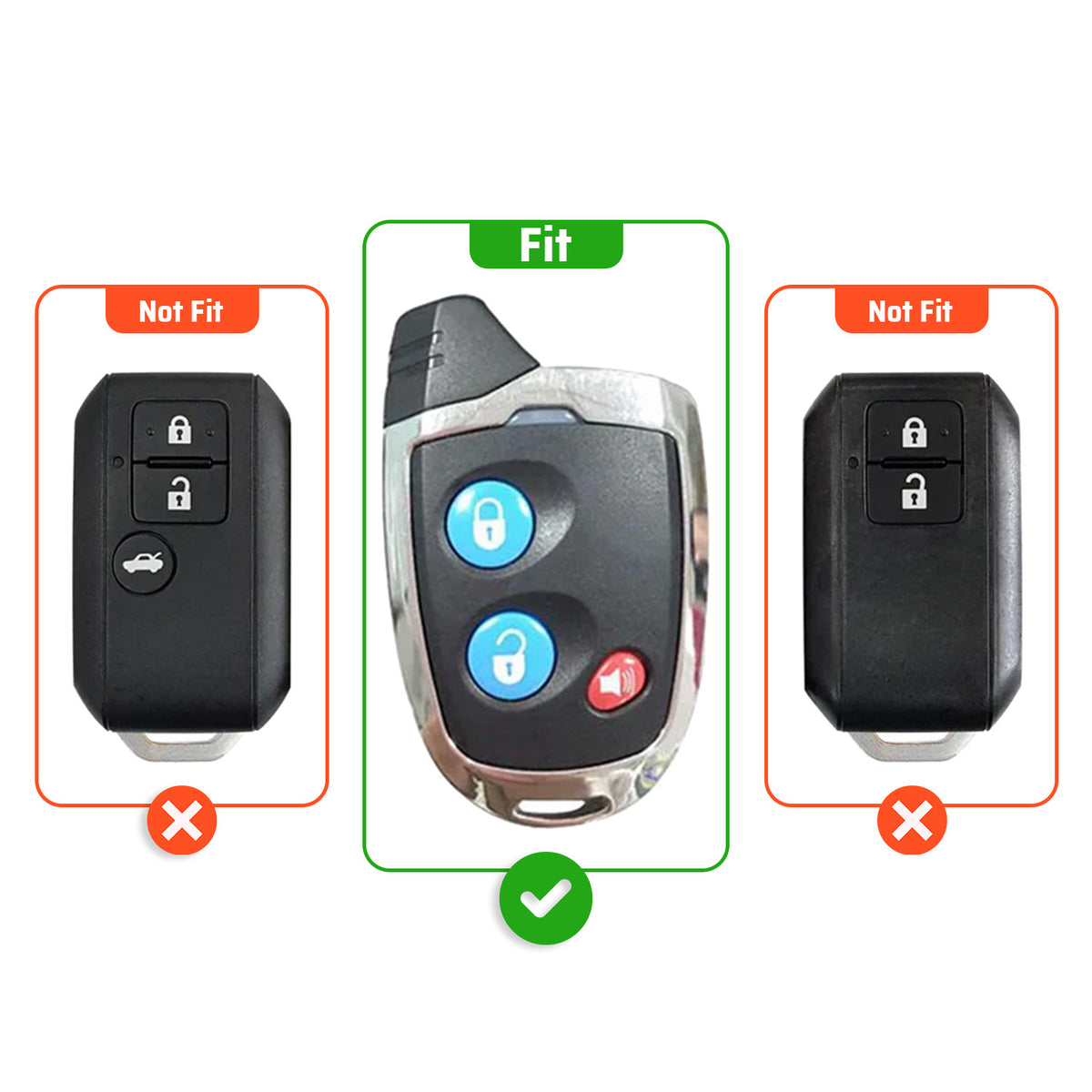 Metal Sapphire Key Cover With Key Chain Compatible with Suzuki Nippon 3-Button Smart Key