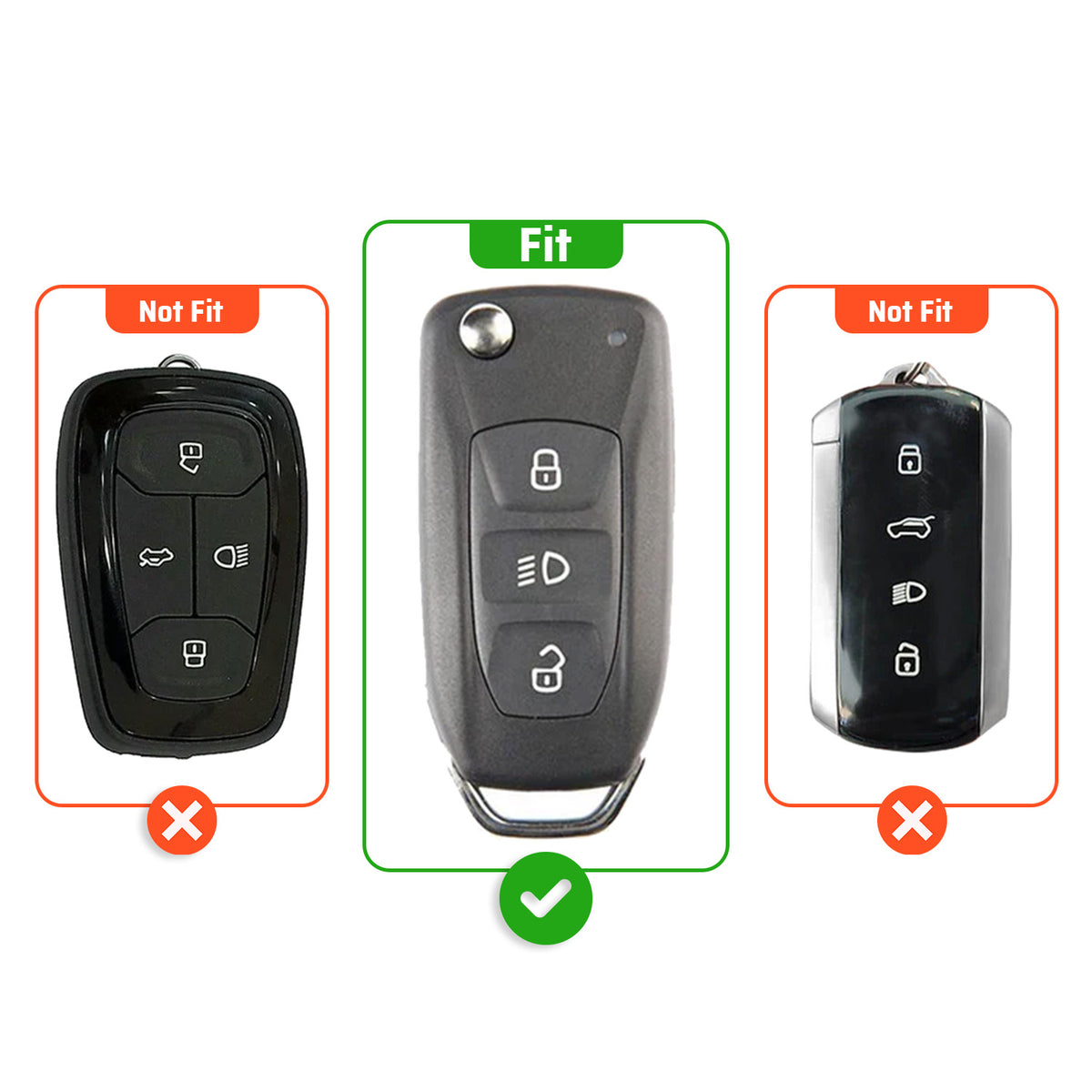 Metal Key Cover With Key Chain Compatible with Tata: Nexon, Harrier, Safari, Altroz, Punch, Tiago, Tigor, Zest, Bolt, Hexa (3 button Flip Key)