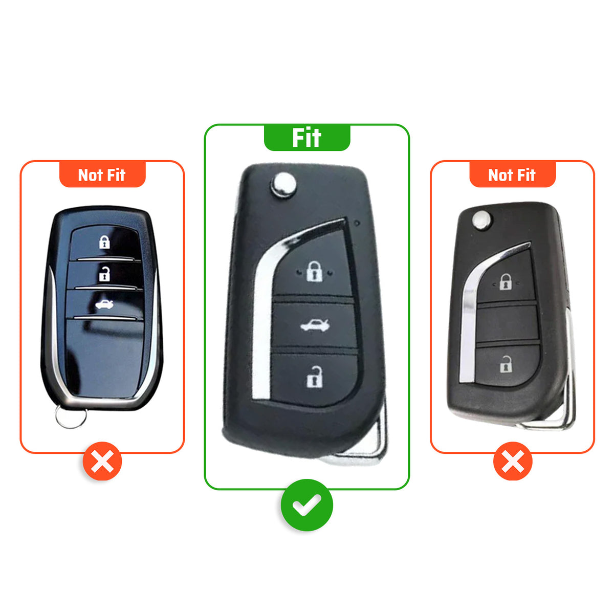 Metal Leather Brown Car Key Cover Compatible For Toyota: Innova Crysta, Corolla Altis. (3 button flip key)