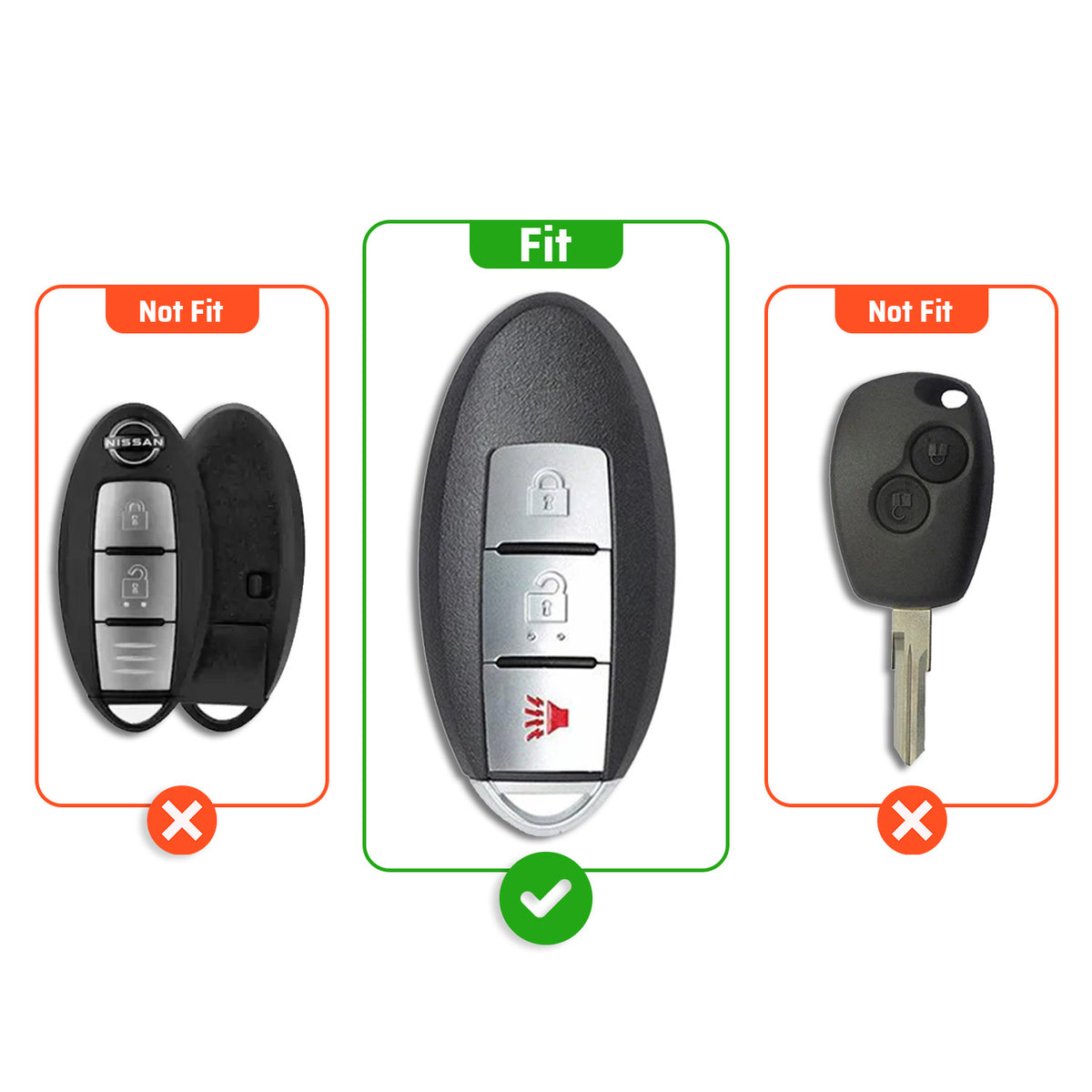 Metal Silicone Key Cover Compatible for Nissan Magnite, Micra, Sunny, Teana 3 button smart key