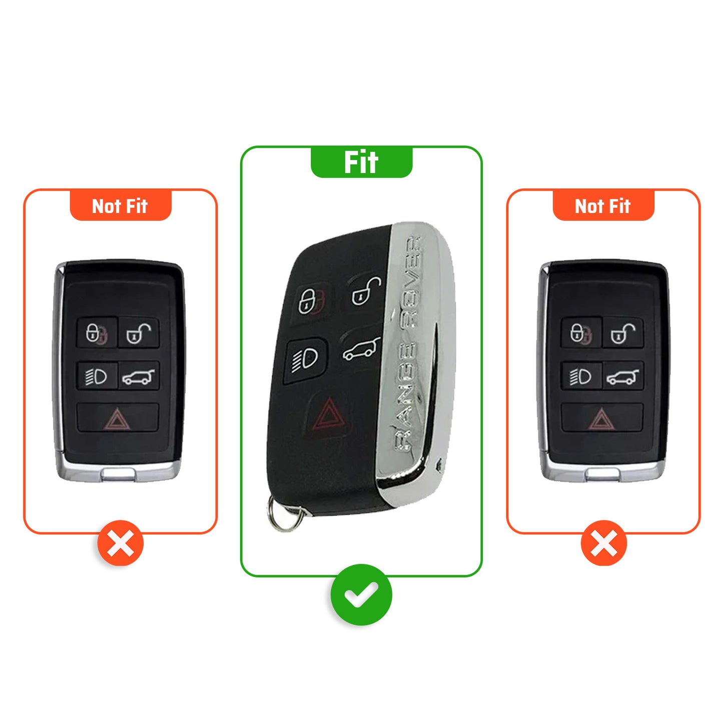 metal Leather Car Key Cover Compatible For Land Rover | Range Rover | Jaguar 5 Button Smart Key
