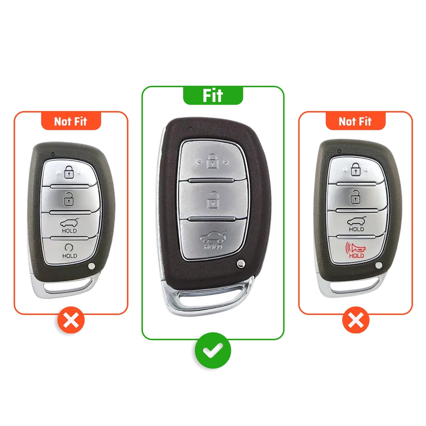 Metal Key Cover Compatible For Hyundai: i20, Creta, Venue, Tucson, Alcazar, Verna, Xcent, Aura, Elantra, Nios, I-10 Grand,Exter (3 Button Smart Key)
