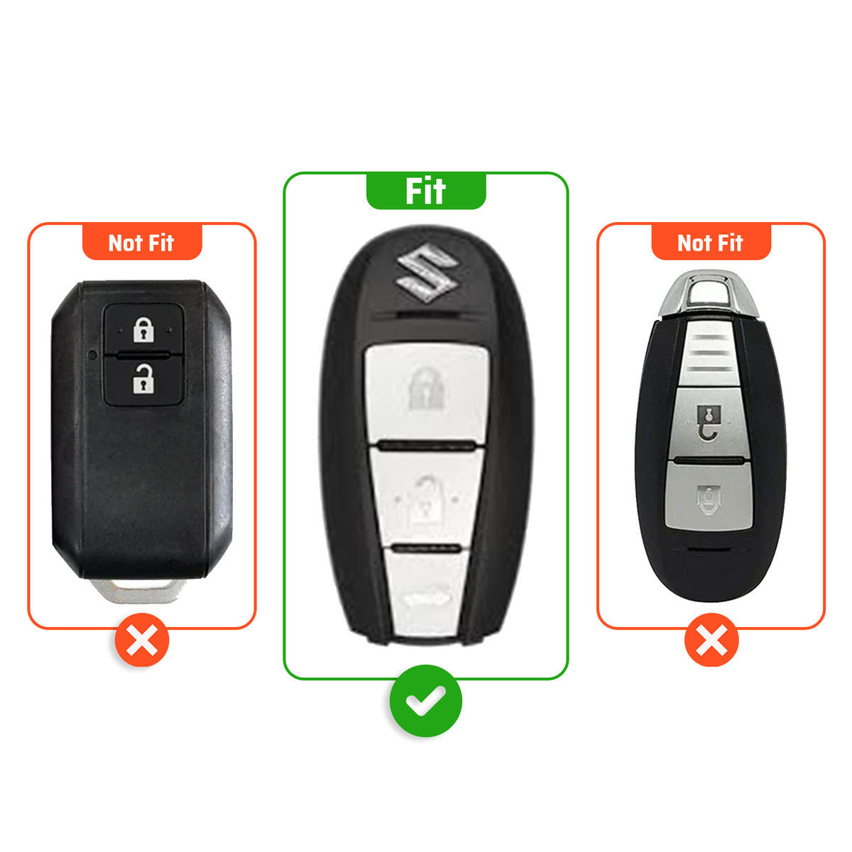 Metal Leather Brown Car Key Cover Compatible For Suzuki: Baleno, Ciaz, Grand Vitara, Brezza, S Cross, Swift, Ignis, XL6, Fronx, Jimny, Grand Vitara