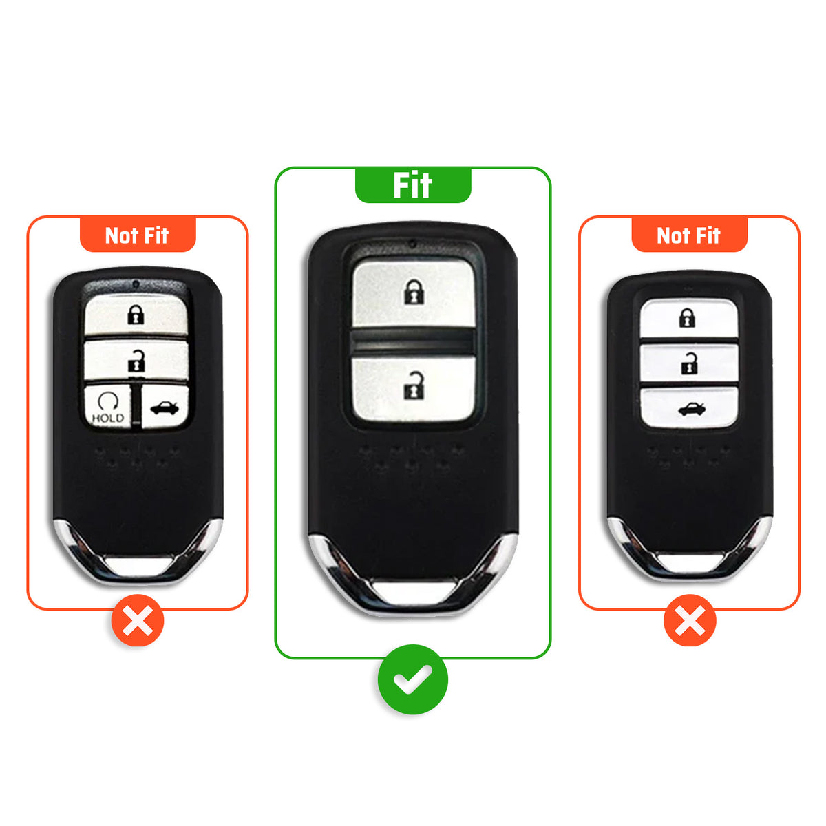 Metal Silicone Key Cover Compatible for Honda: Elevate, City, Jazz, Amaze, Accord, BR-V, CR-V, WR-V, Civic (2 button smart key)