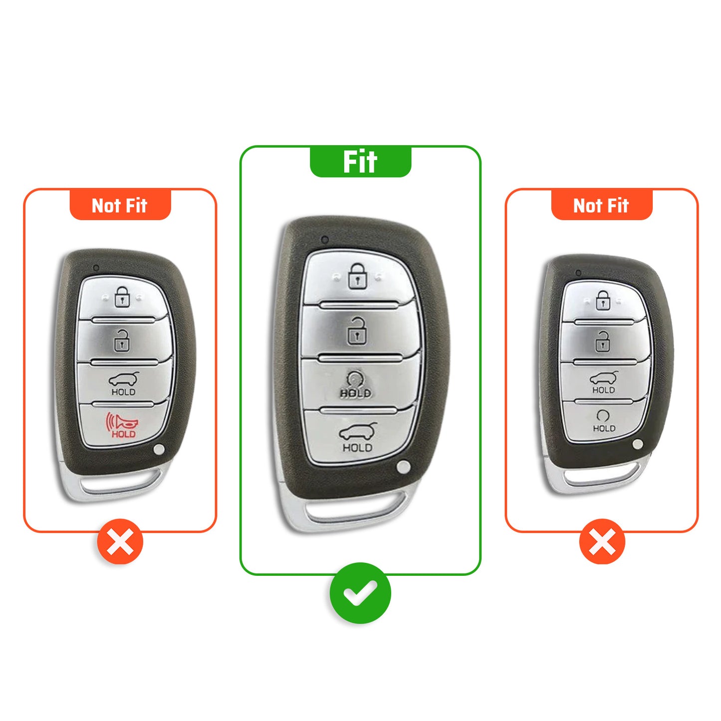 Metal Silicone Key Cover Compatible for Hyundai: Alcazar, Creta 2021 onwards (4 button smart key)