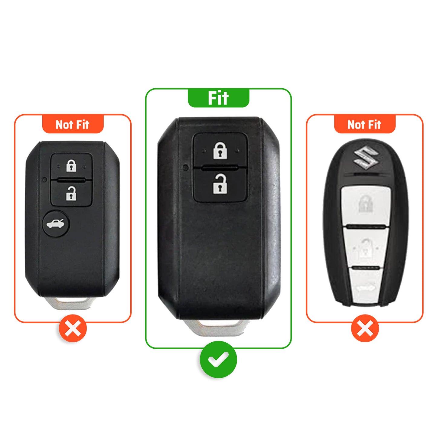 Metal Key Cover Compatible For Suzuki : Baleno, Swift, Ertiga, XL6, DZire, Fronx, Scross, Celerio, Ciaz, Brezza, Grand Vitara, Jimny, Ignis (3 Button Smart key)