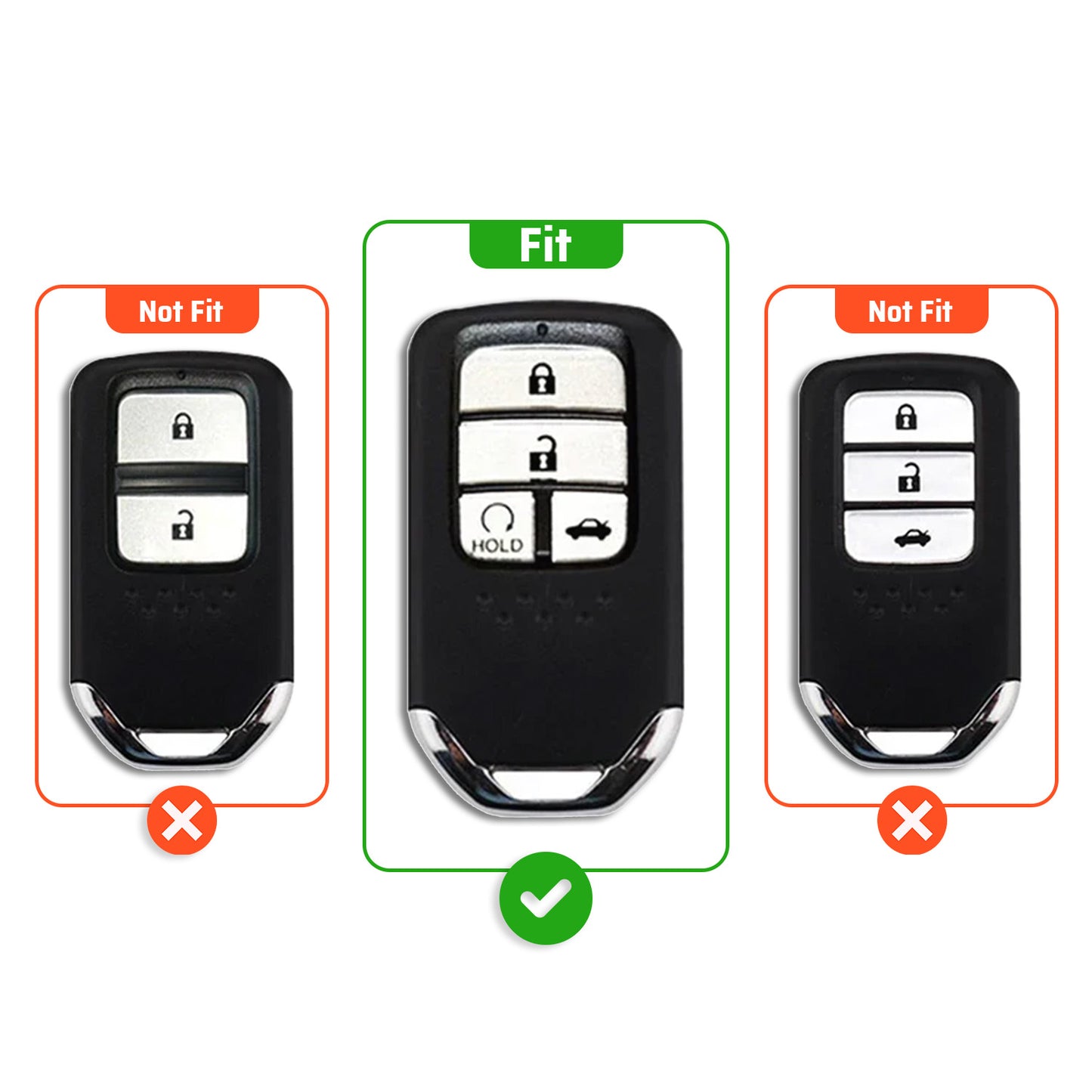 Metal Leather Brown Car Key Cover Compatible For Honda : City, Civic, Jazz, Brio, Amaze, Cr-v, Wr-v, Br-v, Mobilio (4B Smart Key)
