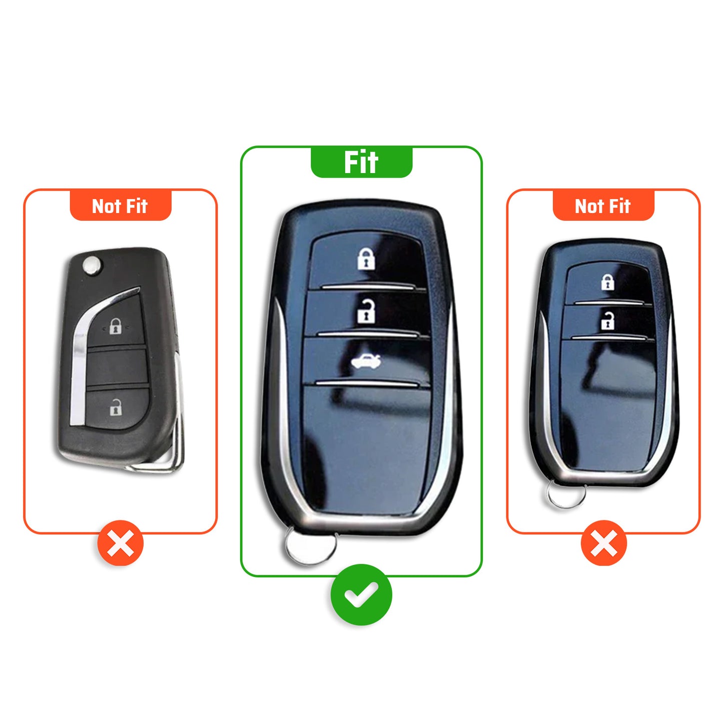 Metal Leather Brown Car Key Cover Compatible For Toyota: Innova Crysta, HyCross, Hilux, Fortuner, Legender, Land Cruiser, Camry (3 button smart key)