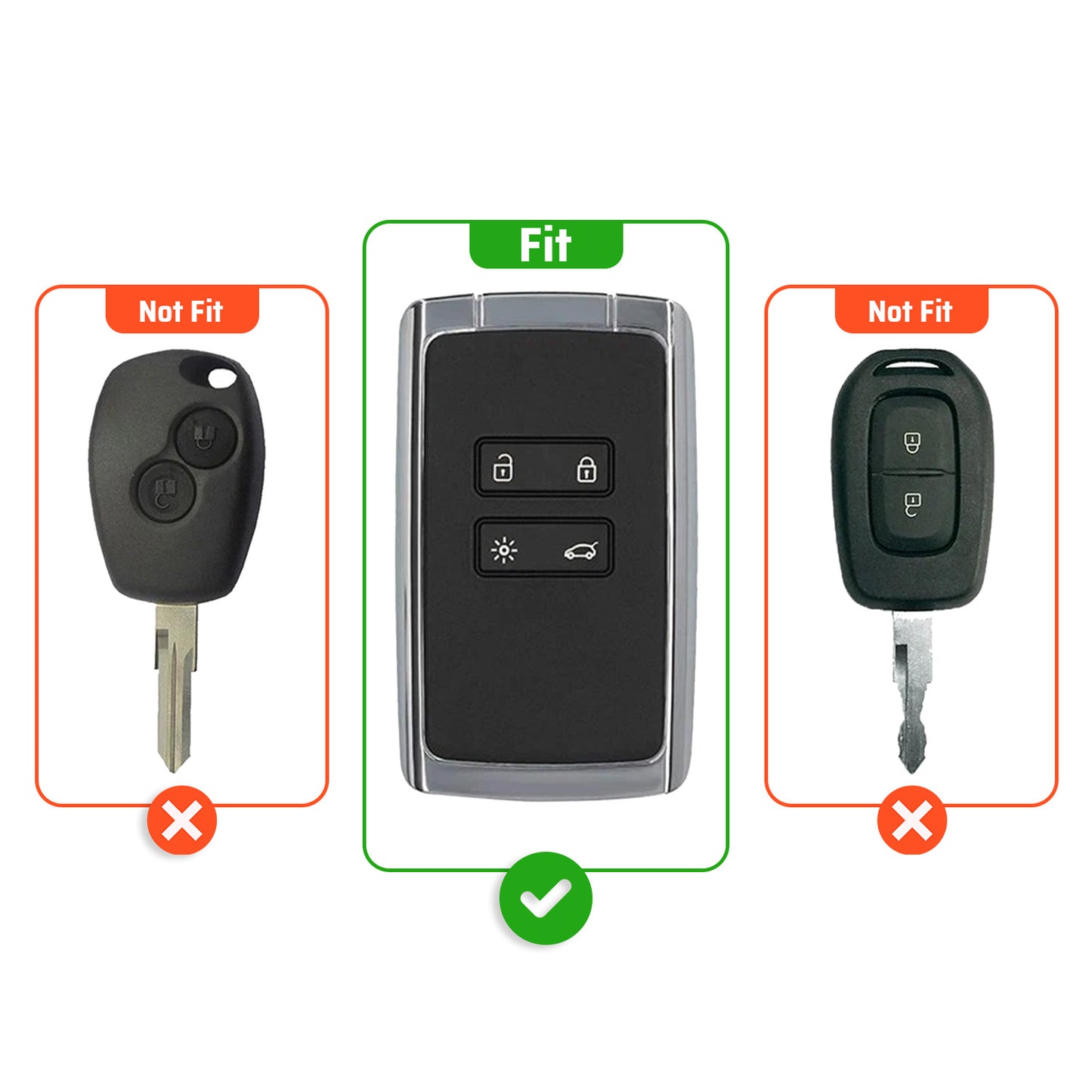 Metal Silicone Key Cover Compatible For Renault Triber | Kiger | New Kwid Smart Key