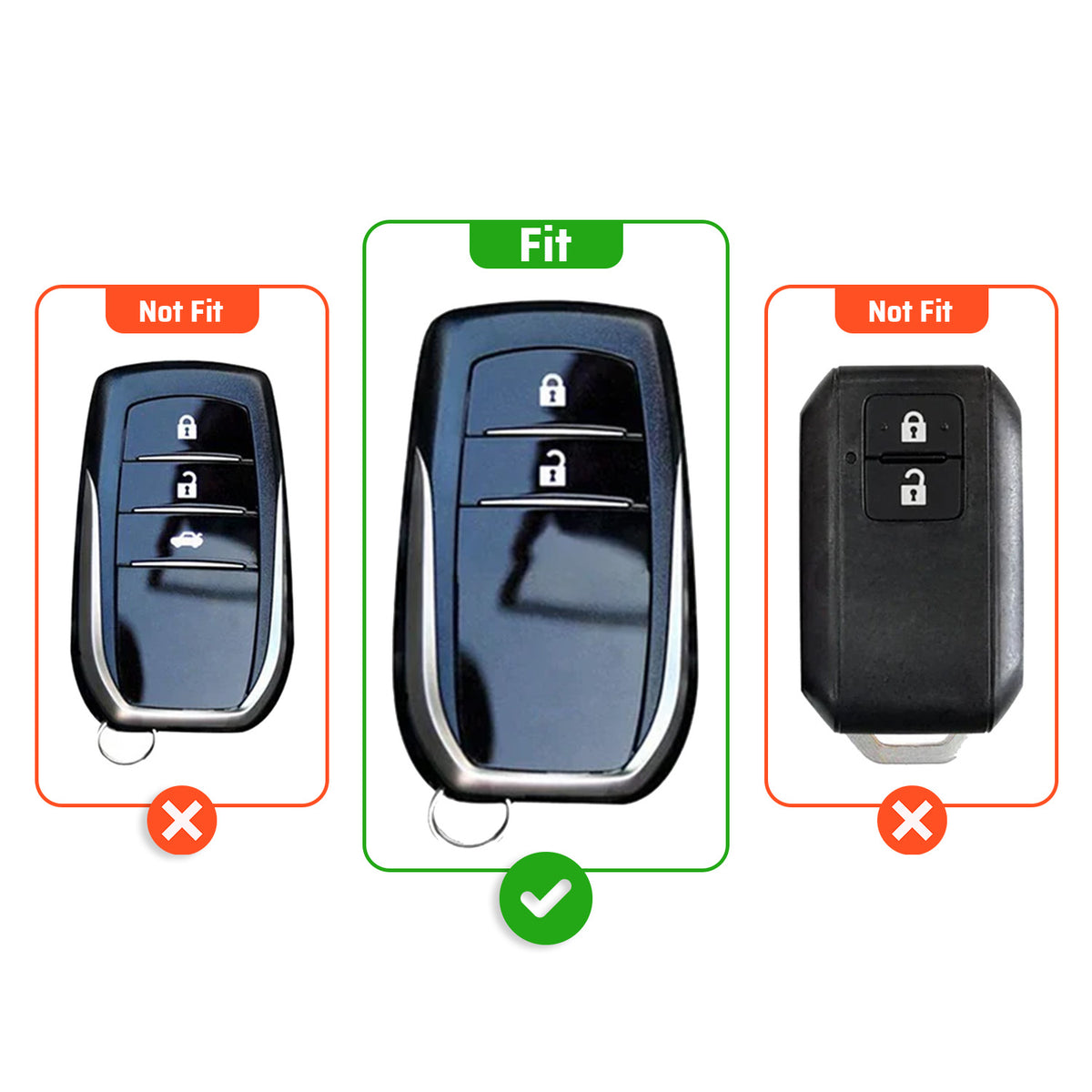 Metal Sapphire Key Cover With Key Chain Compatible with Toyota: Innova Crysta, Innova HyCross, Hilux (2 button smart key)