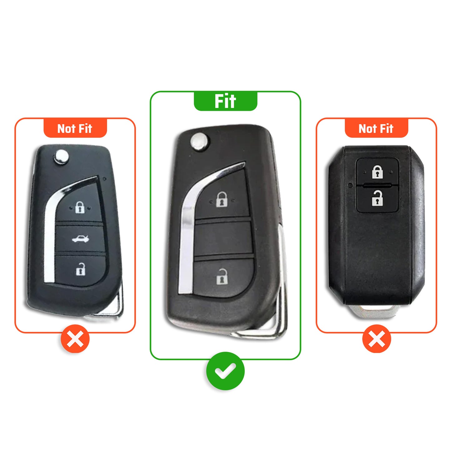 Metal Silicone Key Cover Compatible for Toyota Innova Crysta | Corolla Altis Flip Key (2 Button)