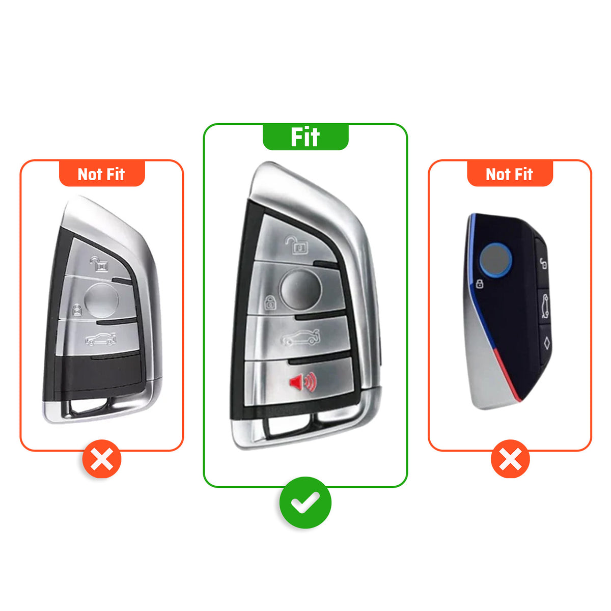 Metal Leather Brown Car Key Cover Compatible For BMW X1, X3, X6, X5, 5 Series, 6 Series, 7 Series