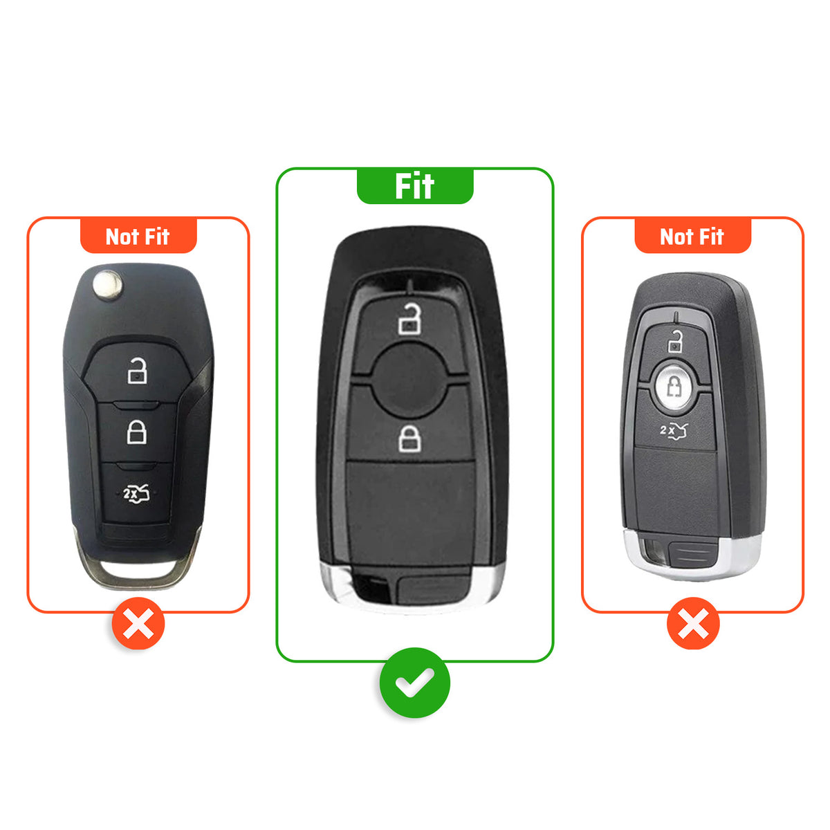 Metal Leather Key Cover Compatible for Ford Ecosport | Endeavour | Freestyle | Aspire | Figo (2 button Smart Key)