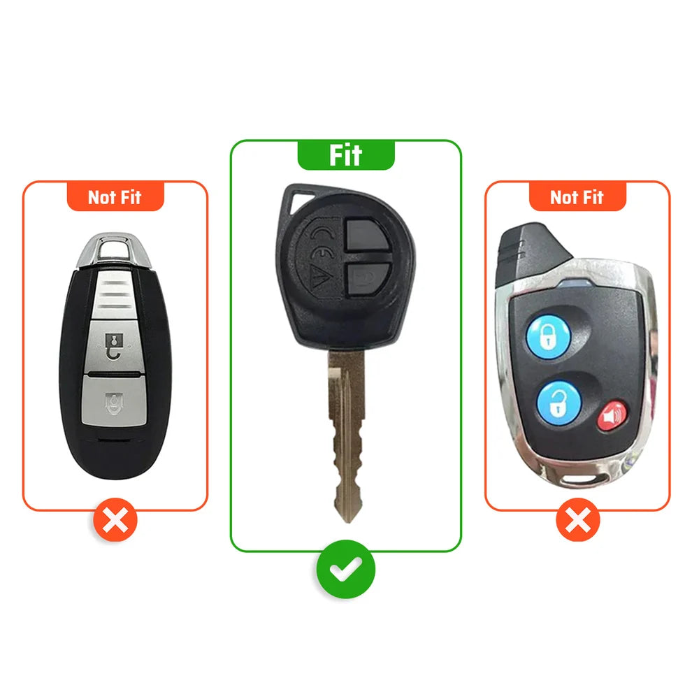 Metal Silicone Car Key Cover Compatible For Suzuki: Swift, Dzire, Grand Vitara, Fronx, Jimny, XL6, Ignis, Ertiga, Baleno, Vitara Brezza, Celerio, Ciaz