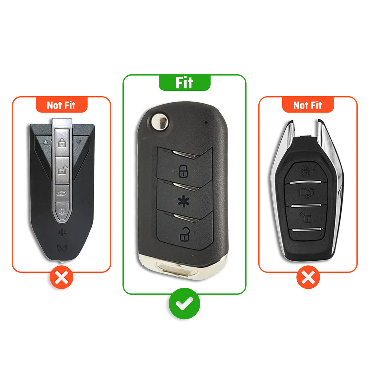 Metal Leather Brown Car Key Cover Compatible For Mahindra: Thar, Bolero, Scorpio, Scorpio-N, XUV700, XUV400, XUV3x0, XUV300, TUV300, Marazzo (3 button flip key)