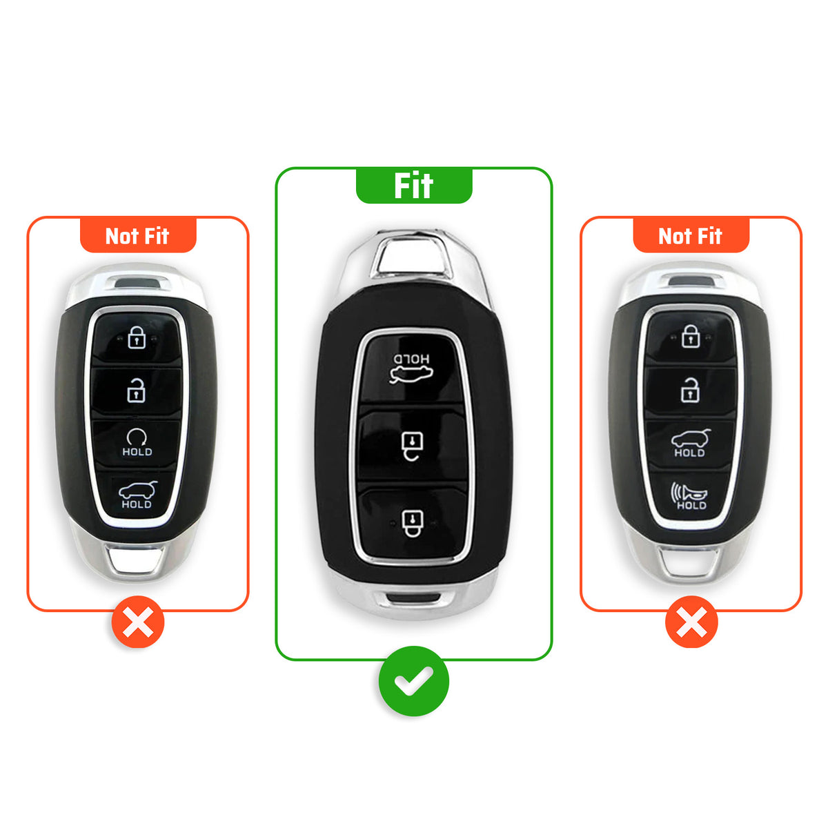 Metal Leather Brown Car Key Cover Compatible For Hyundai : i20, Kona, Verna 2018 onwards (3 button smart key)