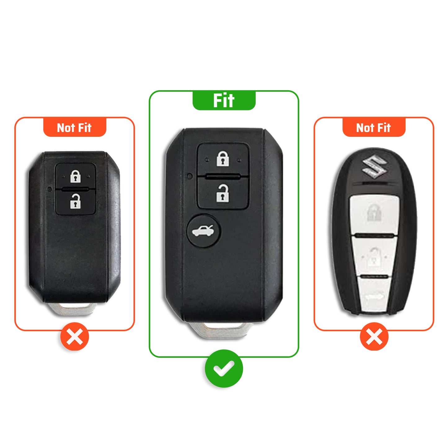 Metal Silicone Car Key Cover Compatible For Suzuki : Baleno, Swift, Ertiga, XL6, DZire, Fronx, Scross, Celerio, Ciaz, Brezza, Grand Vitara, Jimny, Ignis