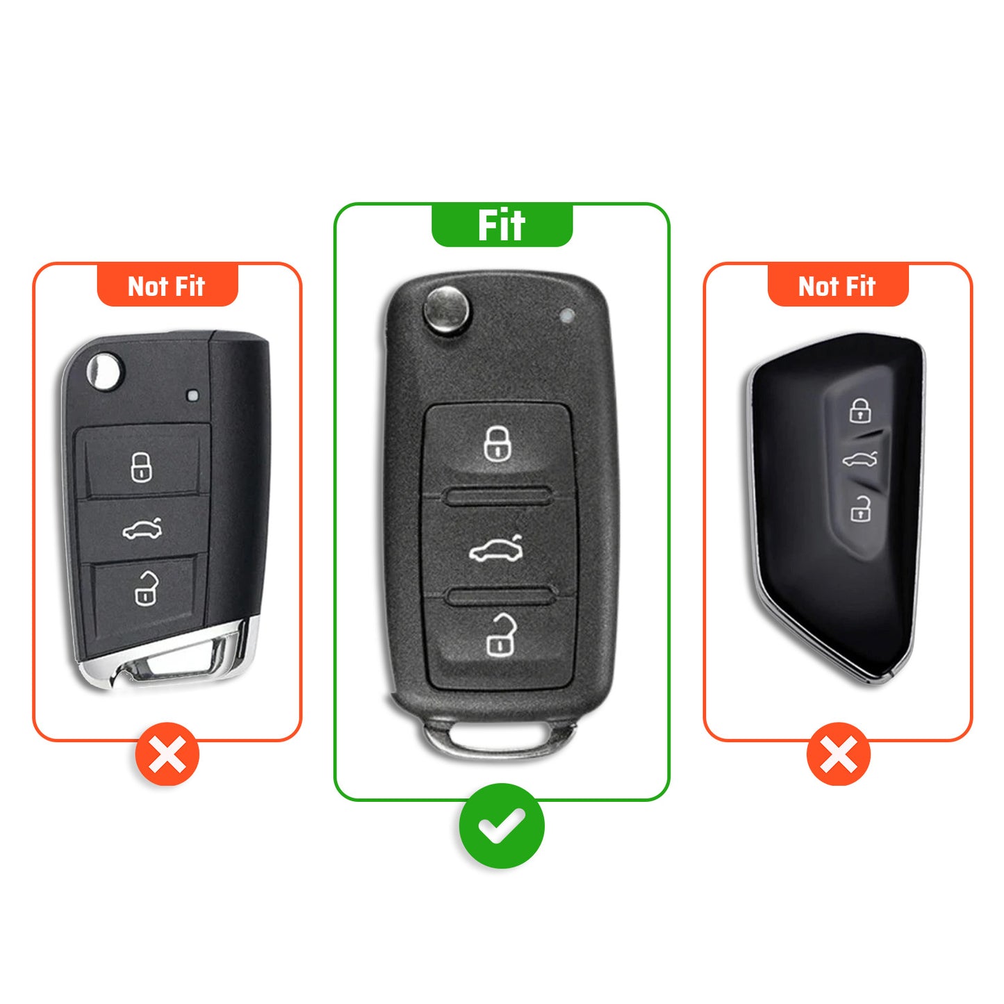 Metal Leather Brown Car Key Cover Compatible For Skoda : Octavia, Fabia, Laura, Superb, Rapid, Yeti & Volkswagen : Polo, Vento, Jetta, Ameo (3 Button Flip Key)