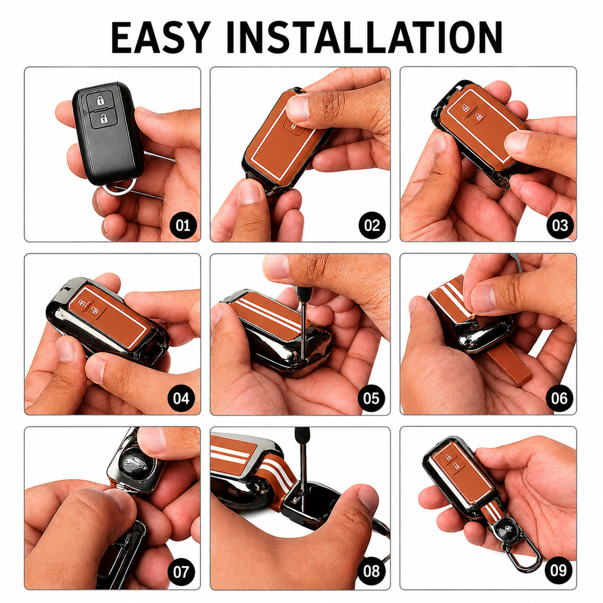 Metal Key Cover Compatible For Tata: Nexon, Harrier,Tiago, Tigor BS6, Tigor EV, Safari 2021, Altroz, Safari Gold, Gravitas, Punch (4 button smart key)