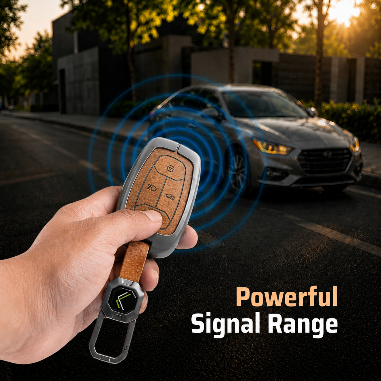 Metal Leather Brown Car Key Cover Compatible For Tata: Nexon, Harrier,Tiago, Tigor BS6, Tigor EV, Safari 2021, Altroz, Safari Gold, Gravitas, Punch