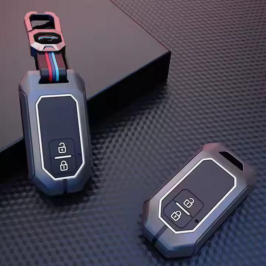 Metal Silicone Car Key Cover Compatible For Suzuki:Swift, Dzire, Baleno, Ertiga, Grand Vitara, Brezza, Fronx, Jimny XL6, & Toyota:Glanza, Urban Cruiser Hyryder