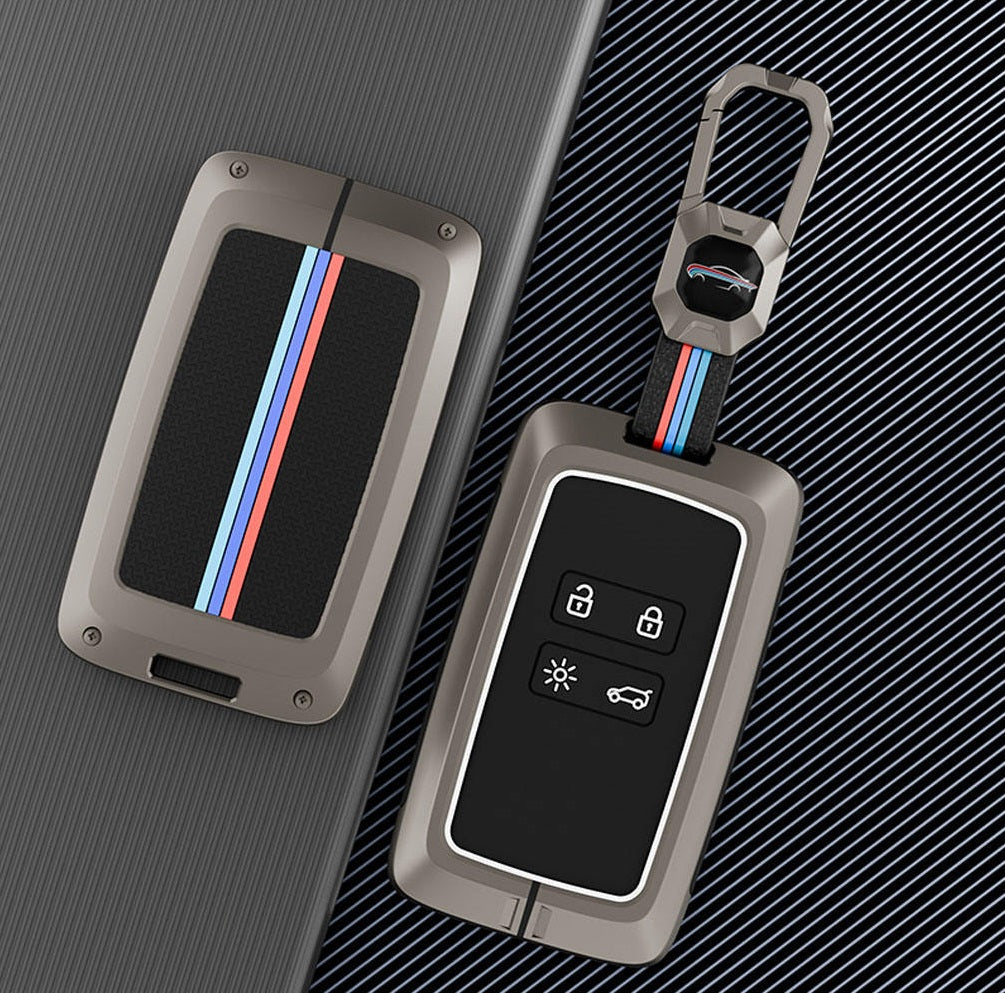 Metal Silicone Key Cover Compatible For Renault Triber | Kiger | New Kwid Smart Key