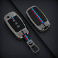 Metal Silicone Car Key Cover Compatible For Kia Seltos, Kia Sonet,Kia Carens (3 Button Flip Key)