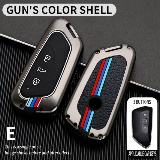 Metal Silicone Car Key Cover Compatible For Skoda Octavia | Volkswagen Virtus 3 Button Smart Key