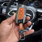 Metal Sapphire Key Cover With Key Chain Compatible with MG Hector | MG Windsor | MG Astor | MG Gloster 3 Button smart key)