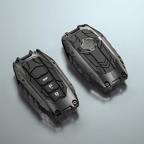 Metal Transformer Key Cover with keychain Compatible For Toyota: Innova Crysta, HyCross, Hilux, Fortuner, Legender, Land Cruiser, Camry (3 button smart key)