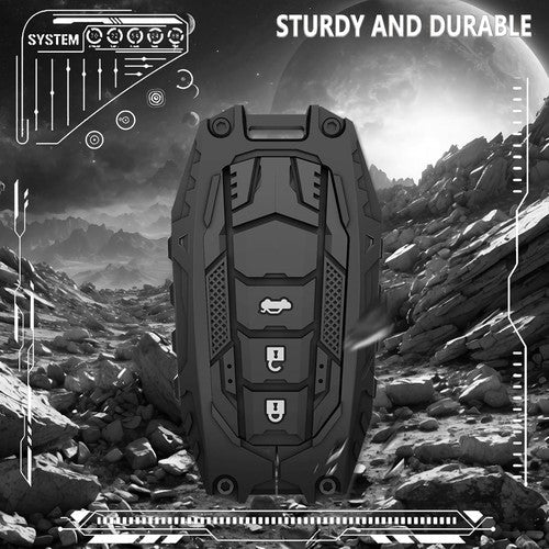 Metal Transformer Key Cover with keychain Compatible For Toyota: Innova Crysta, HyCross, Hilux, Fortuner, Legender, Land Cruiser, Camry (3 button smart key)