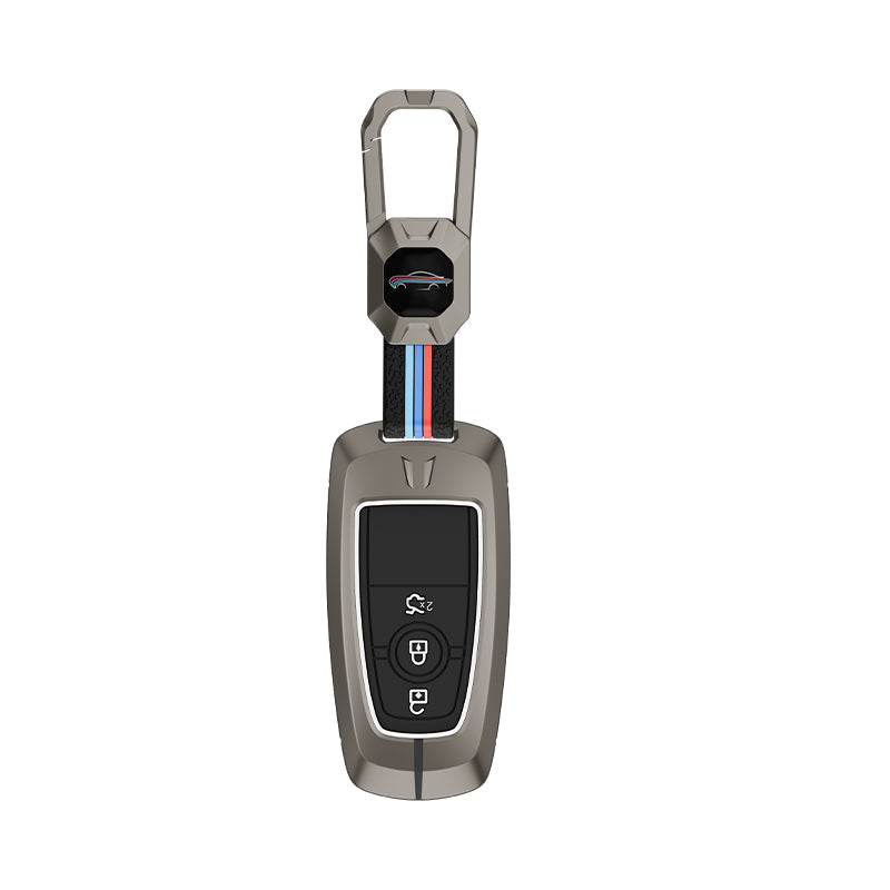 Metal Silicone Key Cover Compatible for Ford : Figo, Aspire, Ecosport, Endeavour | 3 button Smart Key