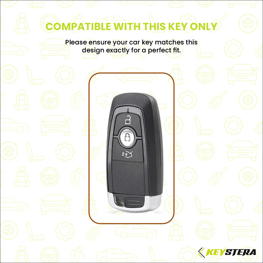 Metal Silicone Key Cover Compatible for Ford : Figo, Aspire, Ecosport, Endeavour | 3 button Smart Key