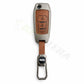 Metal Leather Brown Key Cover Compatible For Ford : Figo, Aspire, Endeavour (3 Button Flip Key)