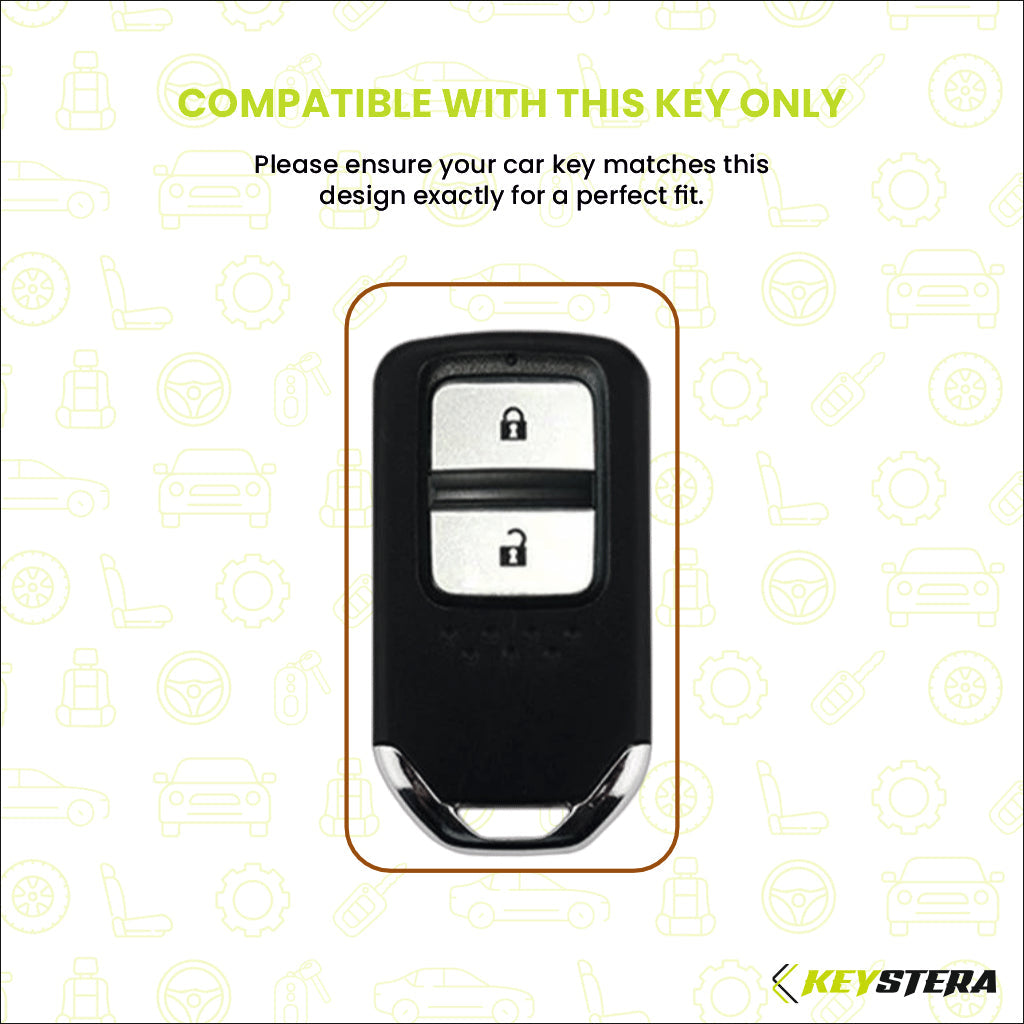 Metal Sapphire Key Cover With Key Chain Compatible with Honda: Elevate, City, Jazz, Amaze, Accord, BR-V, CR-V, WR-V, Civic (2 button smart key)