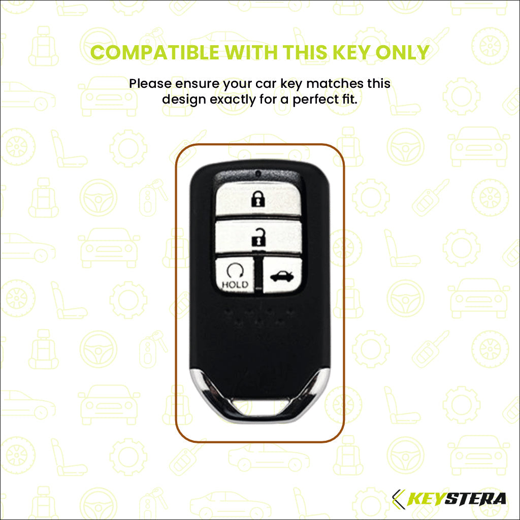 Metal Leather Brown Car Key Cover Compatible For Honda : City, Civic, Jazz, Brio, Amaze, Cr-v, Wr-v, Br-v, Mobilio (4B Smart Key)