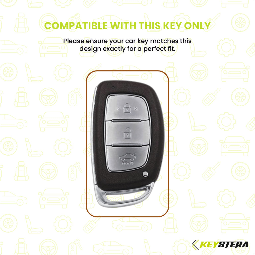 Metal Key Cover Compatible For Hyundai: i20, Creta, Venue, Tucson, Alcazar, Verna, Xcent, Aura, Elantra, Nios, I-10 Grand,Exter (3 Button Smart Key)