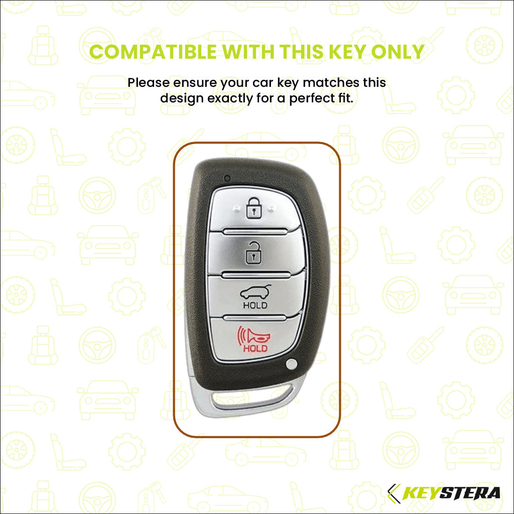 Metal Key Cover Compatible For Hyundai: i20, Creta, Venue, Tucson, Alcazar, Grand i10, Verna, Xcent, Aura, Elantra (4 button Smart Key)