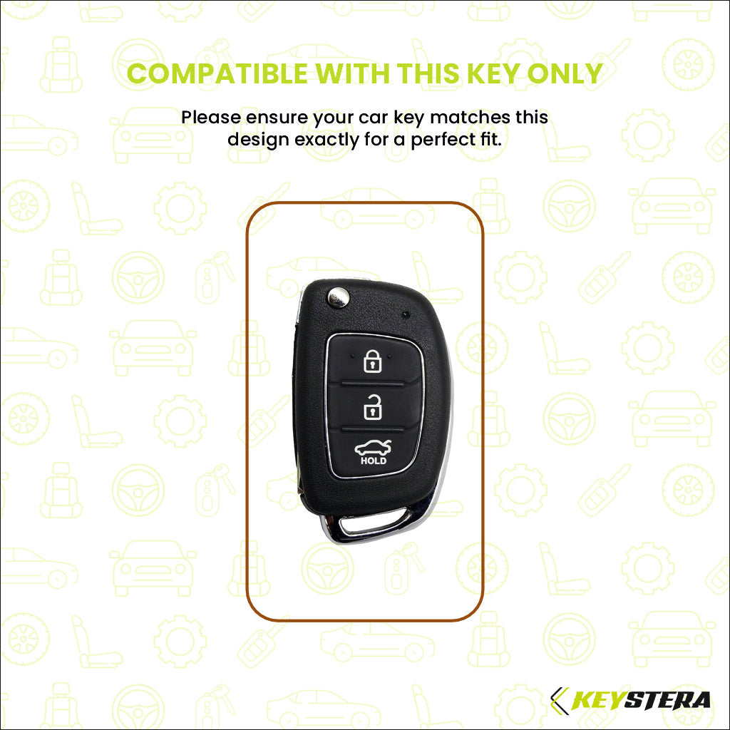 Metal Silicone Key Cover Compatible For Hyundai : Creta, Venue, Tucson, Alcazar, I20, Grand i10, Aura, Xcent, Exter