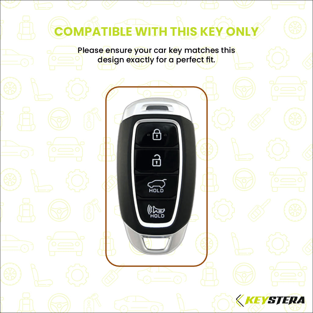 Metal Silicone Key Cover Compatible for New Hyundai New Verna | Verna 2020 Smart Key (4 Button Smart key)