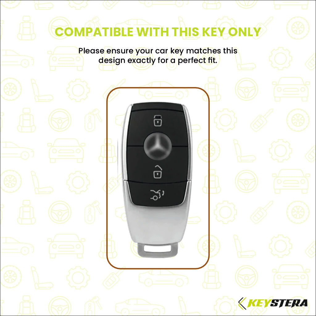 Metal Leather Brown Key Cover Compatible For Mercedes-Benz : E-Class, S-Class, A-Class, C-Class, G-Class 2020 Onwards
