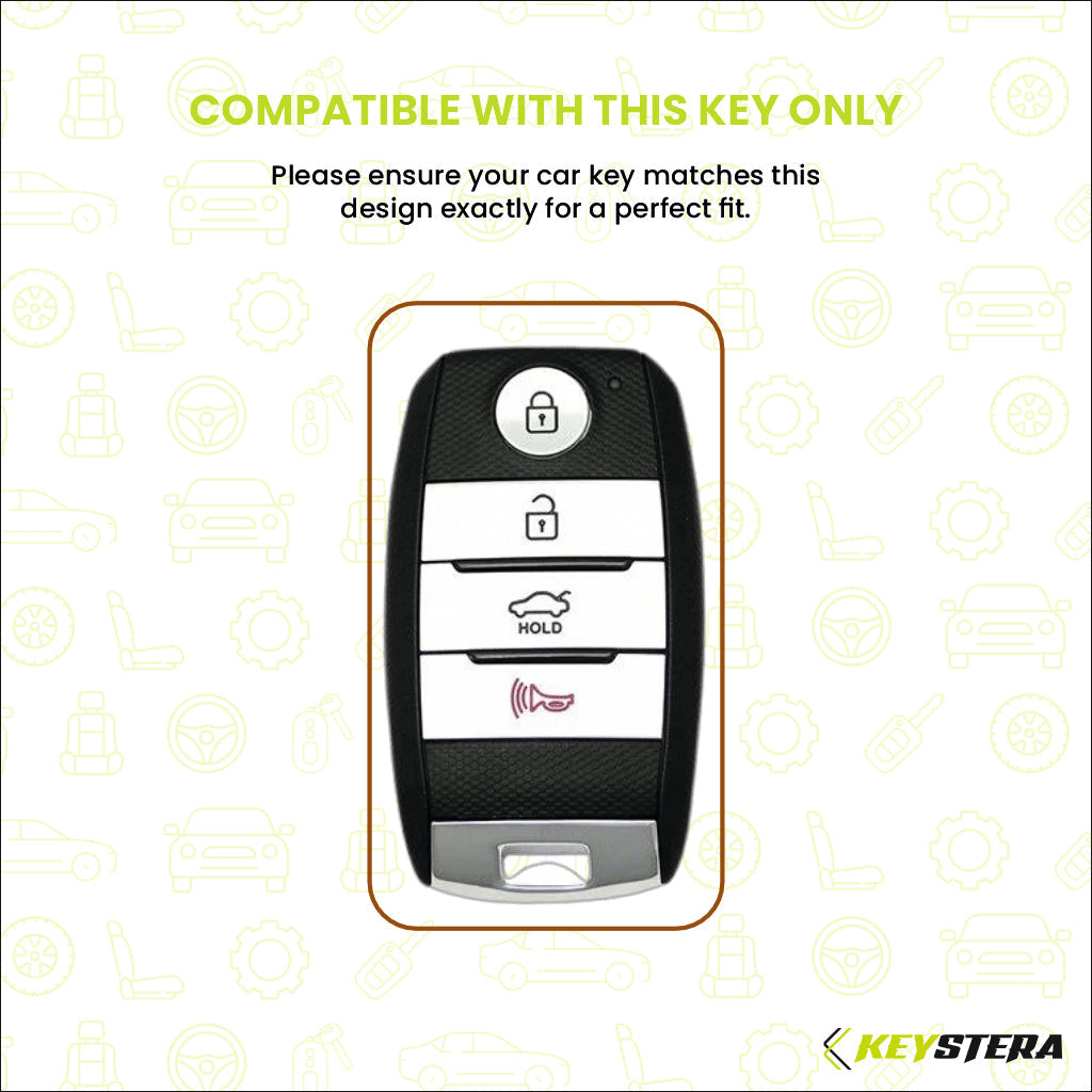 Metal Leather Brown Car Key Cover Compatible For Kia: Seltos, Sonet, Carens, Carnival (4 Button Smart Key)