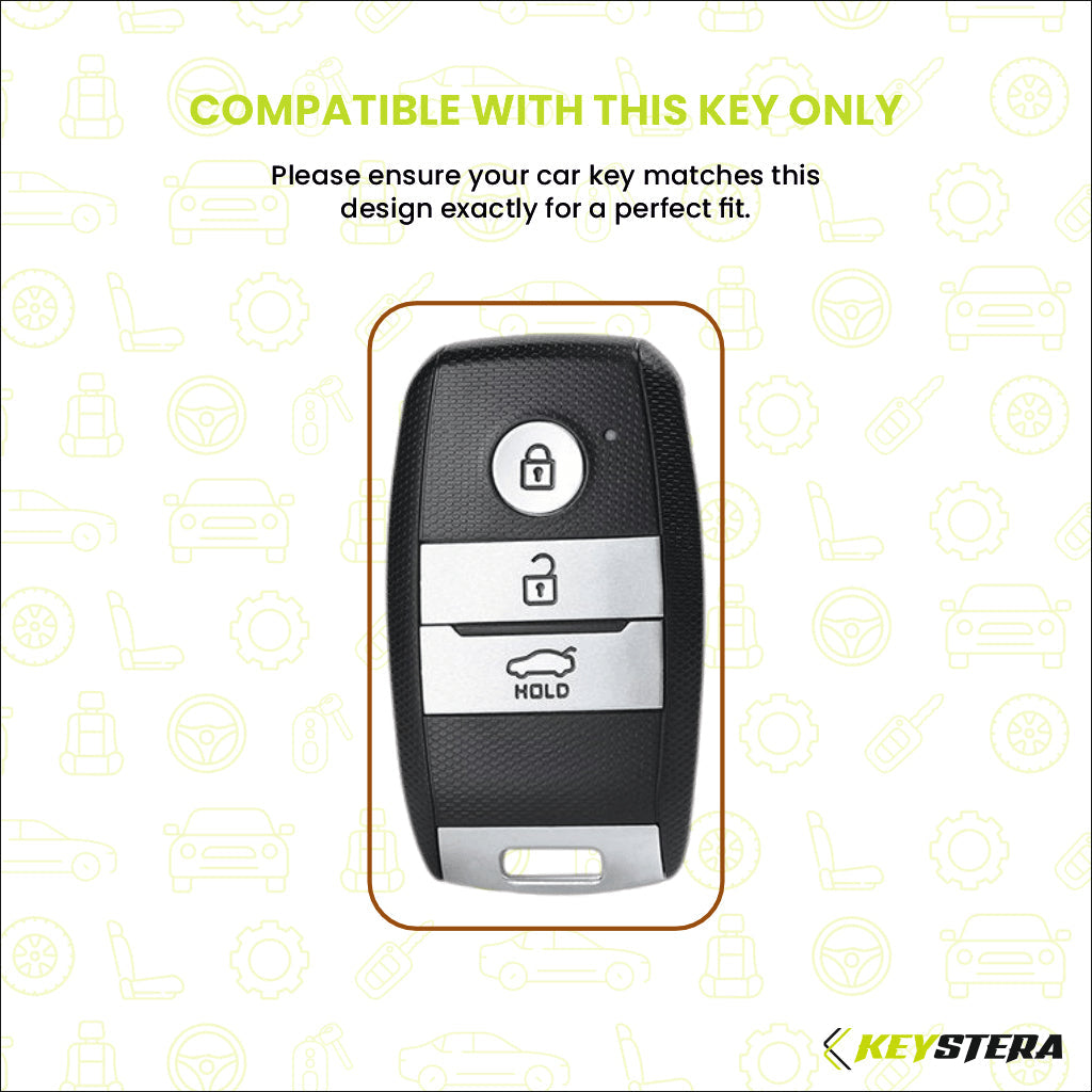 Metal Silicone Car Key Cover Compatible For Kia Seltos, Kia Sonet,Kia Carens,Kia Carnival (3 Button Smart Key)