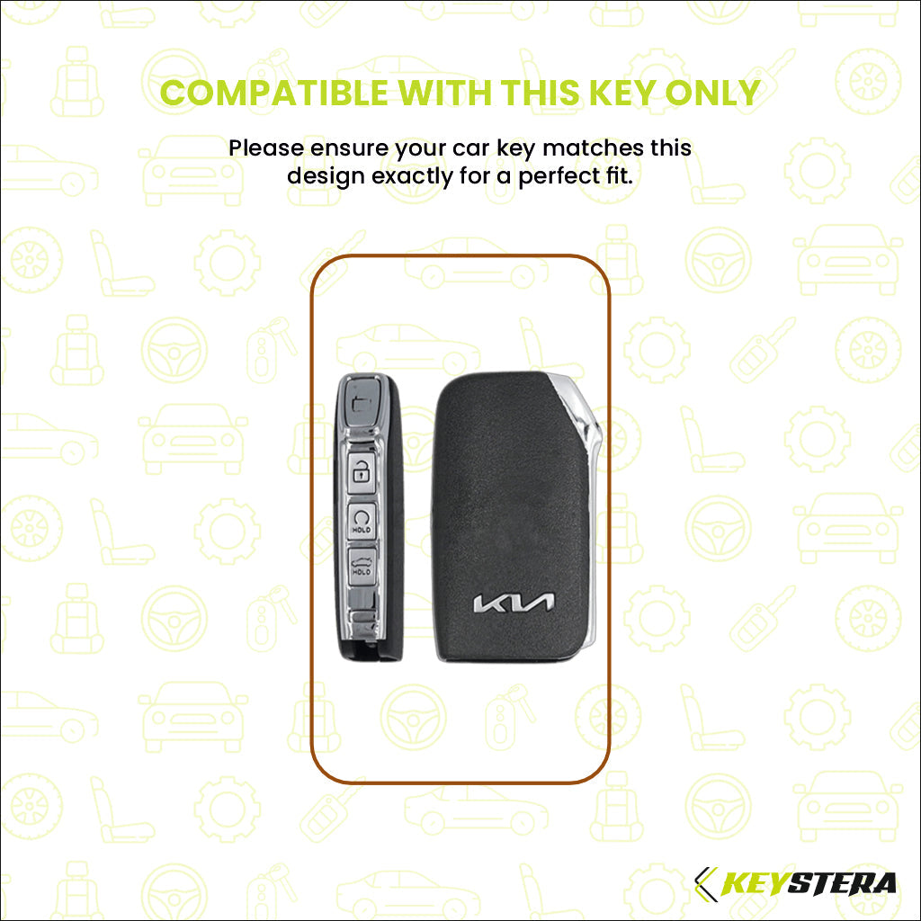 Metal Silicone Key Cover Compatible for Kia Carens Clavis, Seltos, Sonet 2023 facelift (4 Button Smart Key)