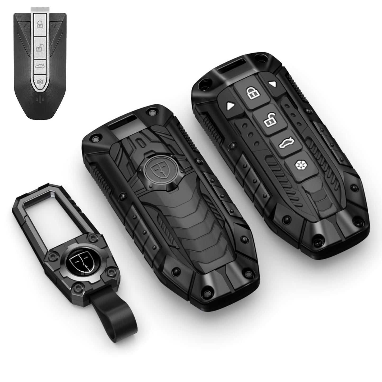 Metal Transformer Key Cover with keychain Compatible For Mahindra XEV 9e, BE 6e & 7XO (6 Button)