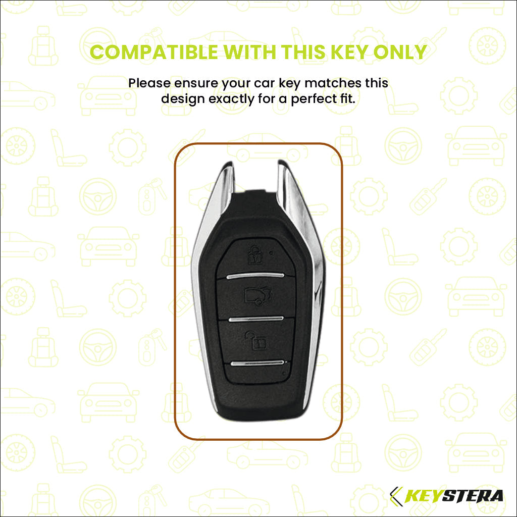 Metal Leather Brown Key Cover Compatible For Mahindra: XUV500 (3 button smart key)