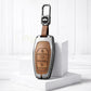 Metal Leather Brown Key Cover Compatible For Mahindra: XUV500 (3 button smart key)
