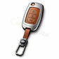 Metal Leather Brown Car Key Cover Compatible For Mahindra Alturas G4, XUV 300. ( 3 Button Flip Key)