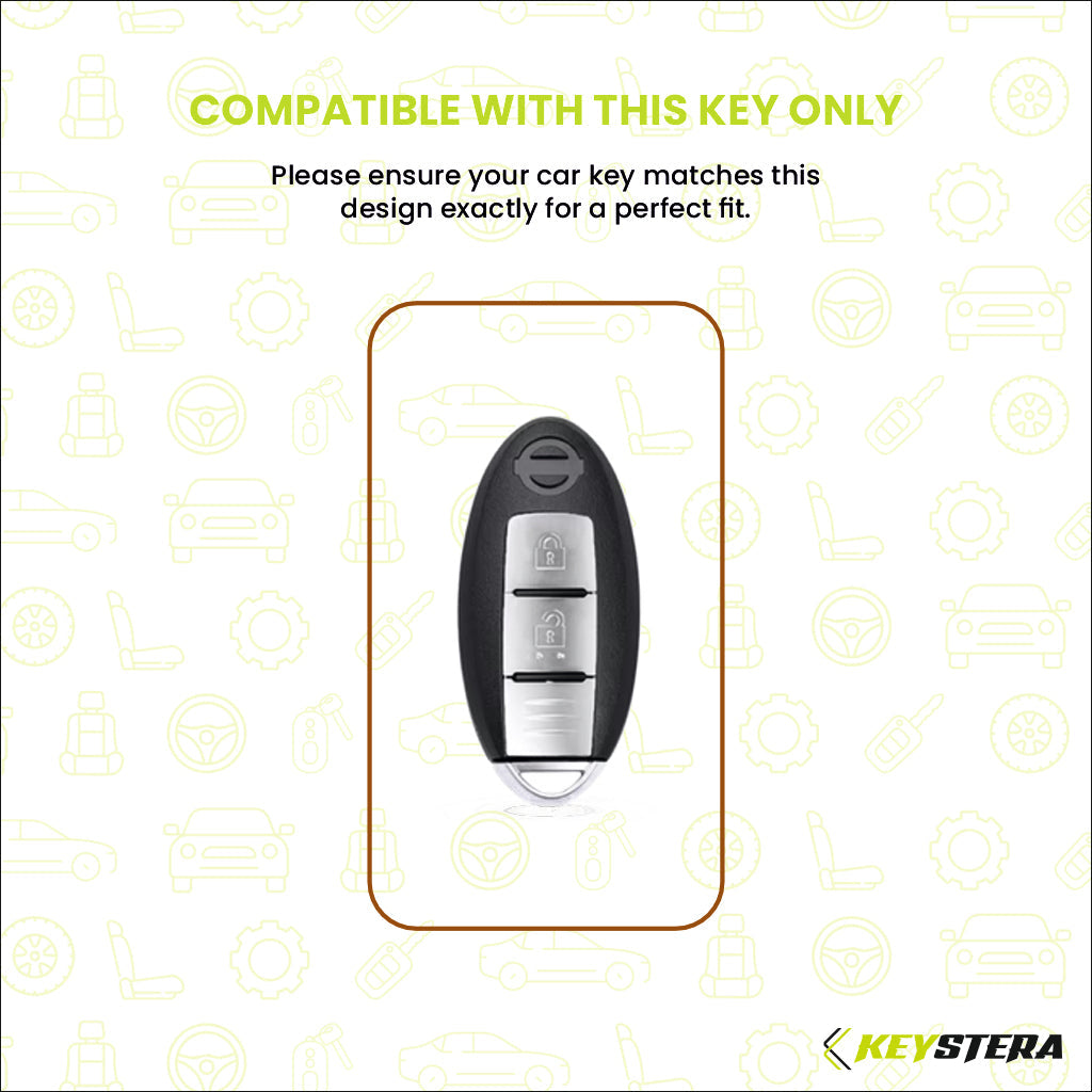 Metal Silicone Key Cover Compatible for Nissan Sunny | Terrano | Magnite (2 button smart key)