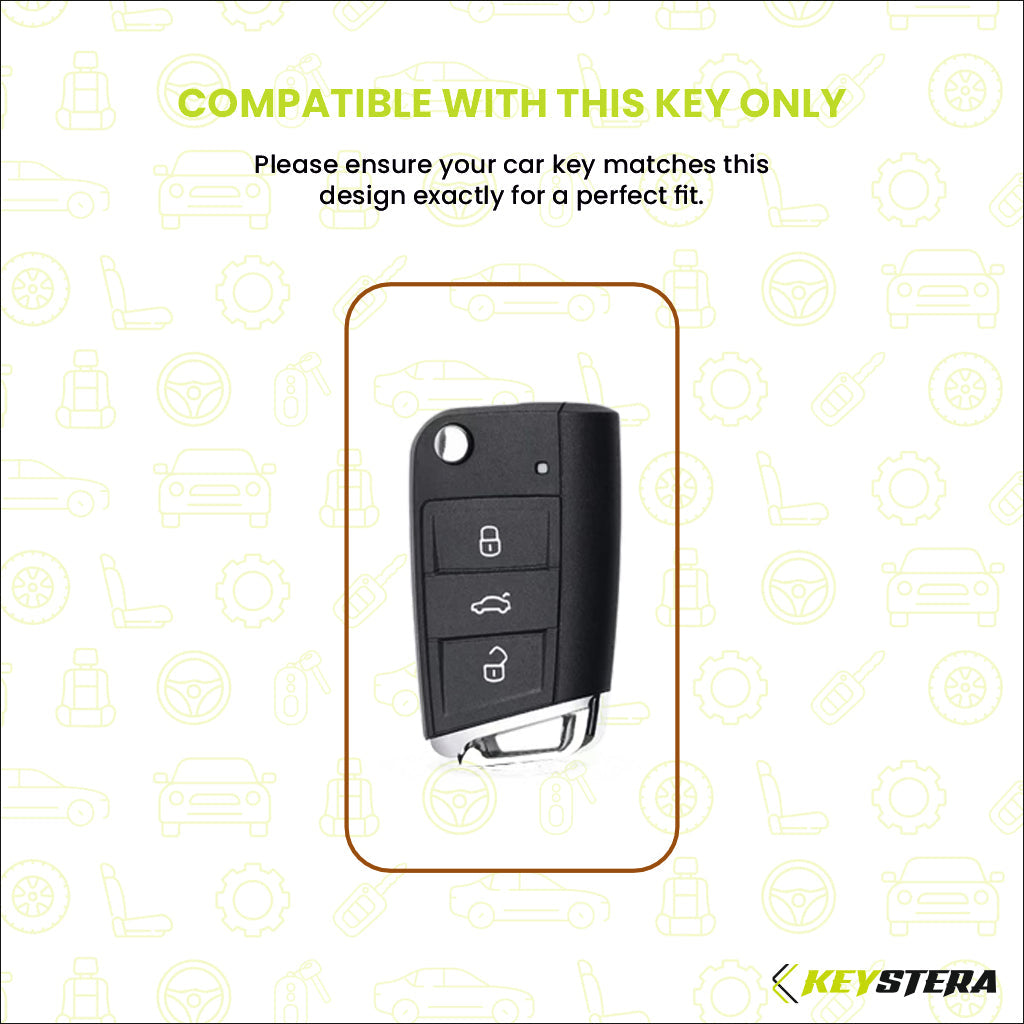 Metal Key Cover Compatible For Skoda Kushaq | Skoda Kodiaq | Skoda Slavia | Octavia | Volkswagen Tiguan | Volkswagen Virtus | New Polo | New Vento (3 Button)